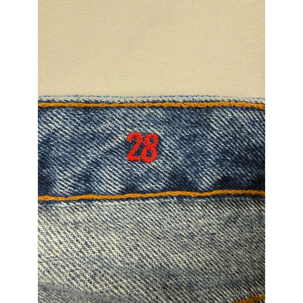 SEZANE Denim High Waisted Button Fly Straight Leg Jeans Medium Light Size 28 - Picture 6 of 12